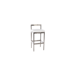 Brushed Aluminum Barstool - White